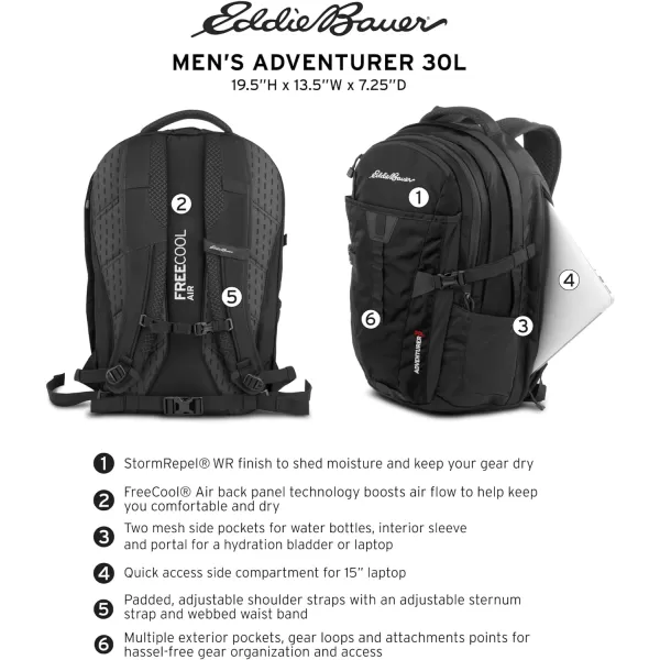 imageEddie Bauer Adventurer 25L Daypack Black One SizeStorm Adventurer 30l Daypack  Mens