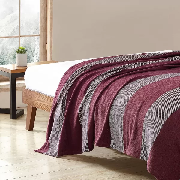 imageEddie Bauer Blanket Lightweight Reversible Cotton Bedding Casual Home Dcor Twin Boylston Red StripeQueen Boylston Red Stripe