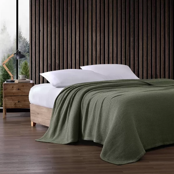 imageEddie Bauer Blanket Soft Waffle Weave Bedding Medium Weight Bedroom Decor Softens Every Wash Twin BrownTwin Green