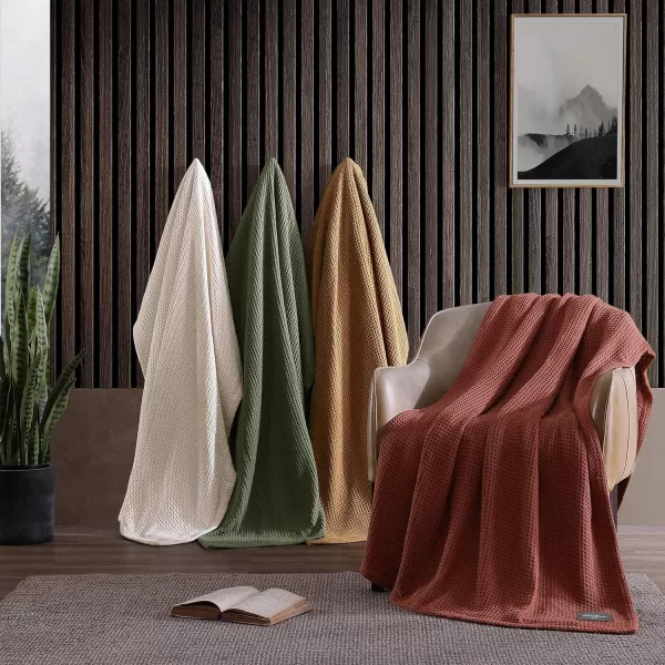 imageEddie Bauer Blanket Soft Waffle Weave Bedding Medium Weight Bedroom Decor Softens Every Wash Twin BrownTwin Green