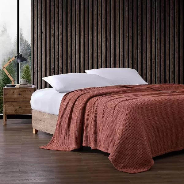 imageEddie Bauer Blanket Soft Waffle Weave Bedding Medium Weight Bedroom Decor Softens Every Wash Twin BrownTwin Orange
