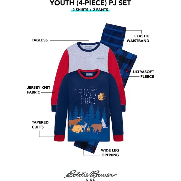 imageEddie Bauer Boys Pajama Set  4 Piece Cozy Fleece Winter Sleepwear Set  Long Sleeve Shirt and Pants Set for Boys 516BlueGrey