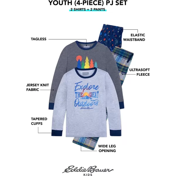 imageEddie Bauer Boys Pajama Set  4 Piece Cozy Fleece Winter Sleepwear Set  Long Sleeve Shirt and Pants Set for Boys 516Grey