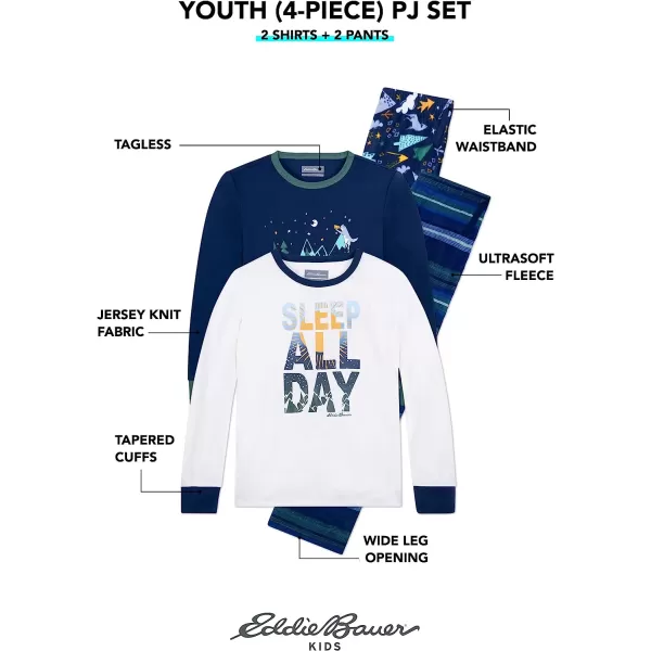 imageEddie Bauer Boys Pajama Set  4 Piece Cozy Fleece Winter Sleepwear Set  Long Sleeve Shirt and Pants Set for Boys 516WhiteBlue