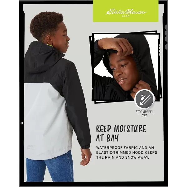 imageEddie Bauer Boys Rain Jacket  Lone Peak Waterproof 3in1 Insulated Windbreaker Coat with Removable Fleece Lining 520Black