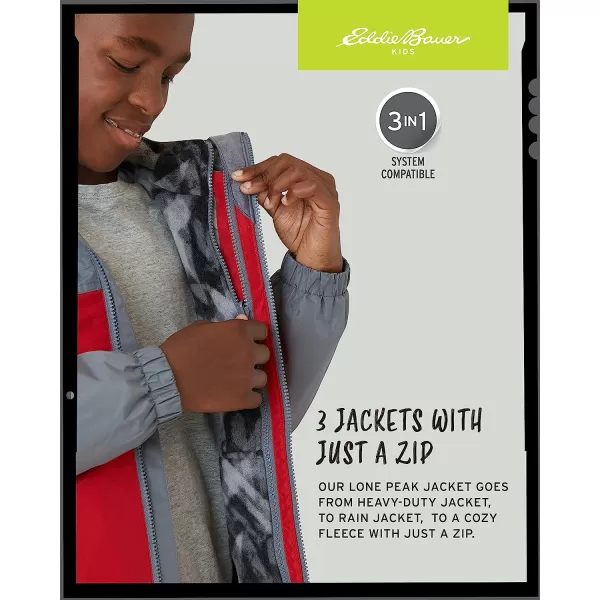 imageEddie Bauer Boys Rain Jacket  Lone Peak Waterproof 3in1 Insulated Windbreaker Coat with Removable Fleece Lining 520Crimson