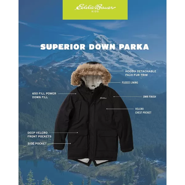 imageEddie Bauer Boys Winter Coat  Waterproof Heavyweight Down Parka Jacket with Faux Fur Hood 320Black
