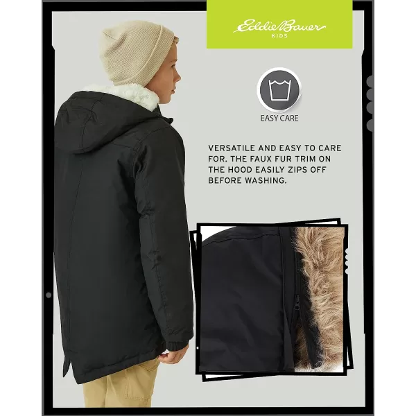 imageEddie Bauer Boys Winter Coat  Waterproof Heavyweight Down Parka Jacket with Faux Fur Hood 320Black