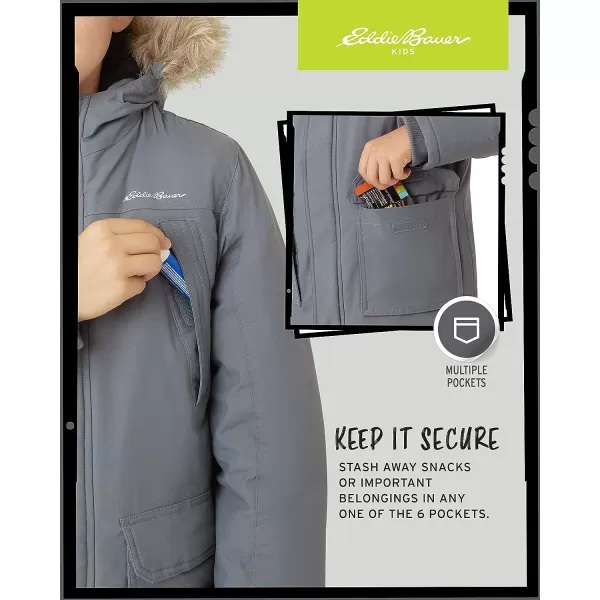 imageEddie Bauer Boys Winter Coat  Waterproof Heavyweight Down Parka Jacket with Faux Fur Hood 320Iron