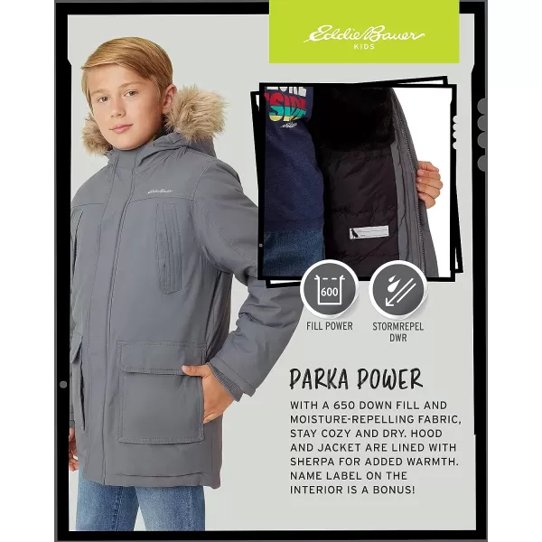 imageEddie Bauer Boys Winter Coat  Waterproof Heavyweight Down Parka Jacket with Faux Fur Hood 320Iron