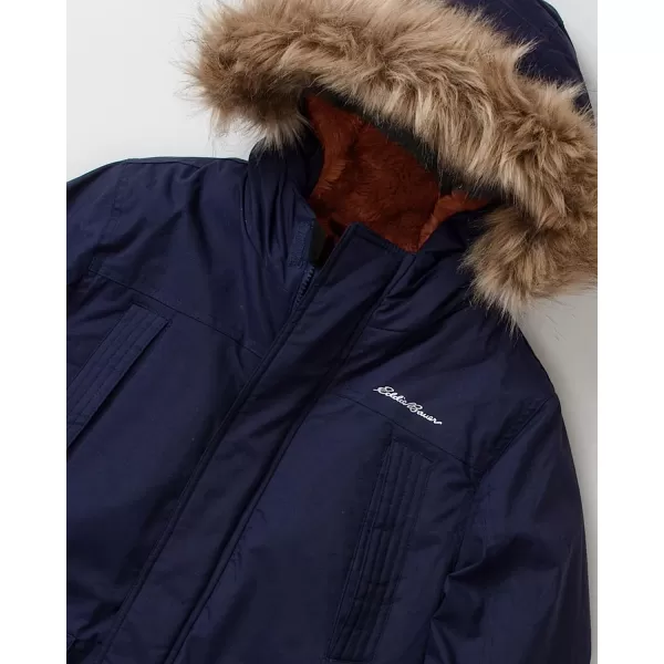 imageEddie Bauer Boys Winter Coat  Waterproof Heavyweight Down Parka Jacket with Faux Fur Hood 320Navy Blue