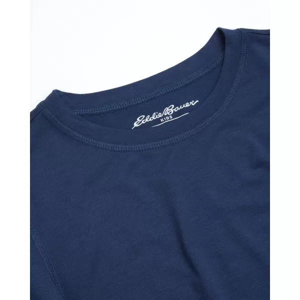 imageEddie Bauer Boys and Girls Thermal Underwear Set  2 Piece Performance Base Layer Long Sleeve TShirt Top and Bottom 516Navy Blue