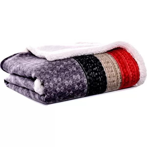 imageEddie Bauer Brushed Throw Blanket Reversible Sherpa amp Brushed Fleece Lightweight Home Decor for Bed or Couch Fair Isle MidnightFair Isle Dark Steel