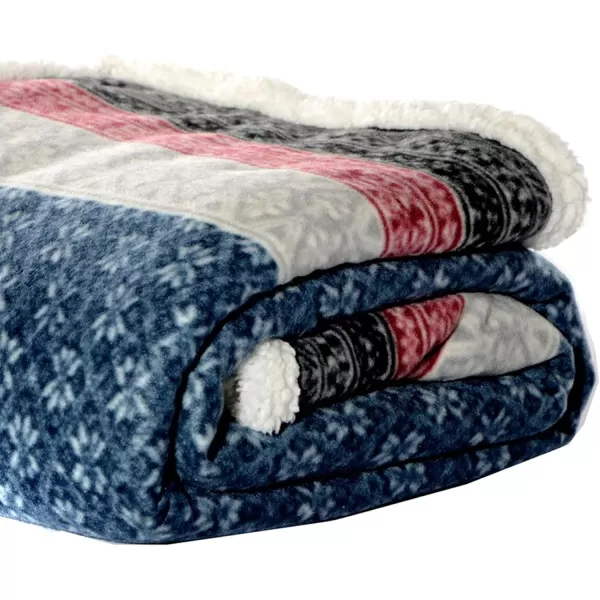 imageEddie Bauer Brushed Throw Blanket Reversible Sherpa amp Brushed Fleece Lightweight Home Decor for Bed or Couch Fair Isle MidnightFair Isle Dark Steel