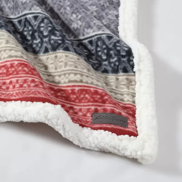 imageEddie Bauer Brushed Throw Blanket Reversible Sherpa amp Brushed Fleece Lightweight Home Decor for Bed or Couch Fair Isle MidnightFair Isle Dark Steel