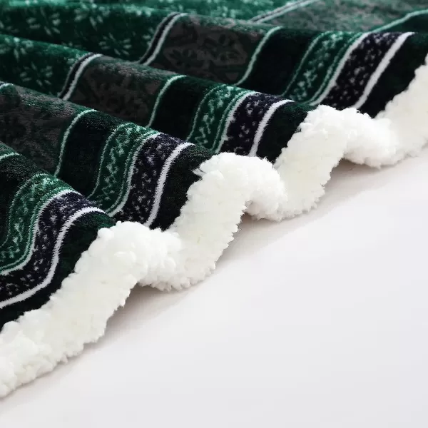 imageEddie Bauer Brushed Throw Blanket Reversible Sherpa amp Brushed Fleece Lightweight Home Decor for Bed or Couch Fair Isle MidnightFair Isle Green