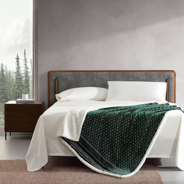 imageEddie Bauer Brushed Throw Blanket Reversible Sherpa amp Brushed Fleece Lightweight Home Decor for Bed or Couch Fair Isle MidnightFair Isle Green