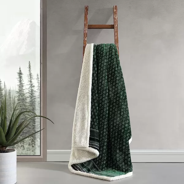 imageEddie Bauer Brushed Throw Blanket Reversible Sherpa amp Brushed Fleece Lightweight Home Decor for Bed or Couch Fair Isle MidnightFair Isle Green