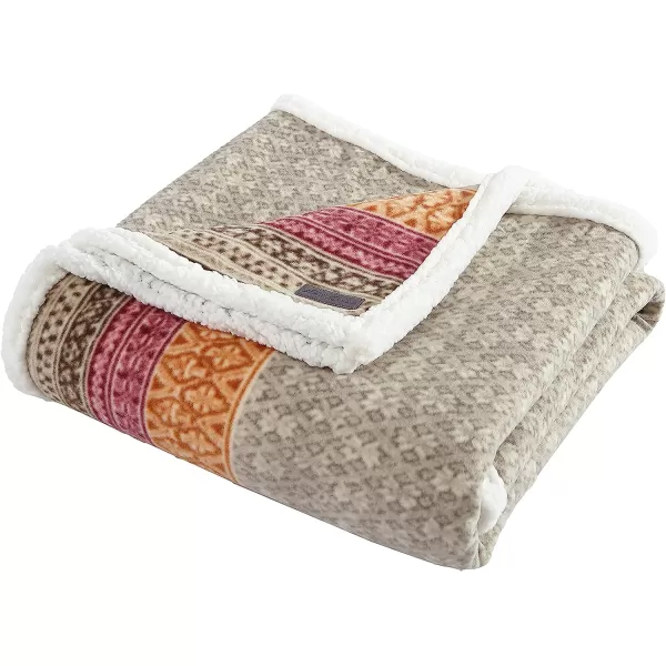 imageEddie Bauer Brushed Throw Blanket Reversible Sherpa amp Brushed Fleece Lightweight Home Decor for Bed or Couch Fair Isle MidnightFair Isle Khaki