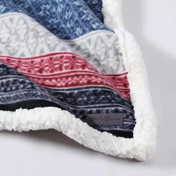 imageEddie Bauer Brushed Throw Blanket Reversible Sherpa amp Brushed Fleece Lightweight Home Decor for Bed or Couch Fair Isle MidnightFair Isle Midnight