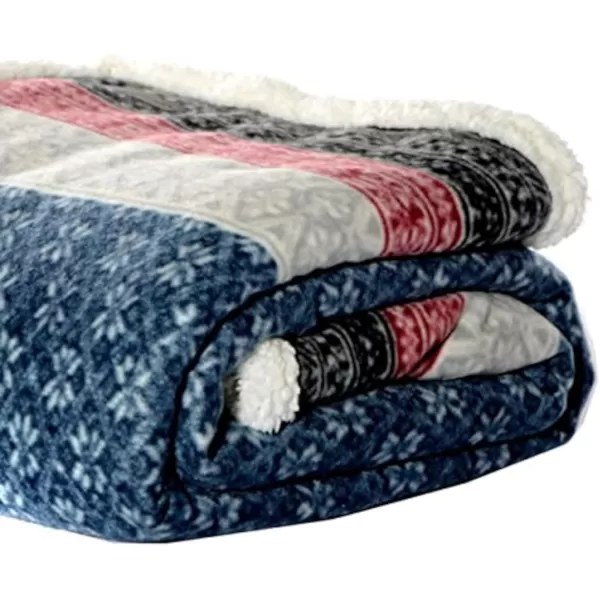 imageEddie Bauer Brushed Throw Blanket Reversible Sherpa amp Brushed Fleece Lightweight Home Decor for Bed or Couch Fair Isle MidnightFair Isle Midnight