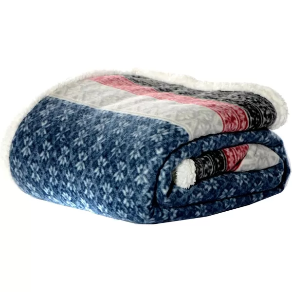 imageEddie Bauer Brushed Throw Blanket Reversible Sherpa amp Brushed Fleece Lightweight Home Decor for Bed or Couch Fair Isle MidnightFair Isle Midnight