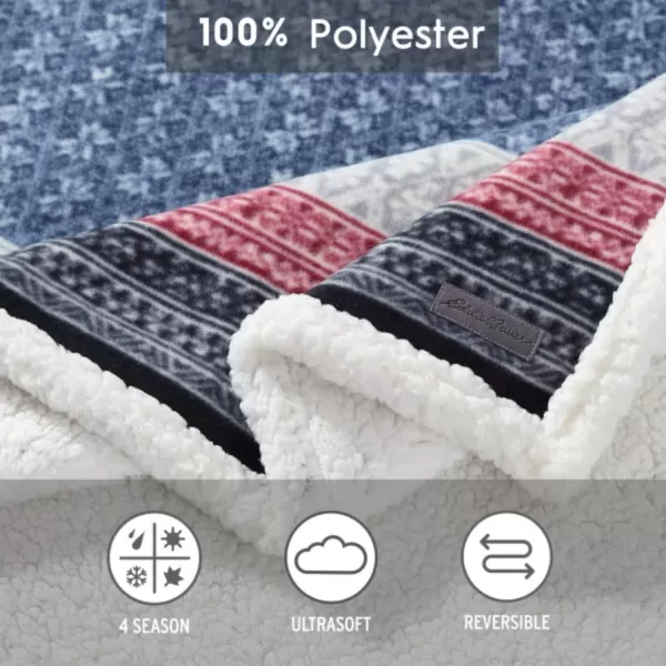 imageEddie Bauer Brushed Throw Blanket Reversible Sherpa amp Brushed Fleece Lightweight Home Decor for Bed or Couch Fair Isle MidnightFair Isle Midnight