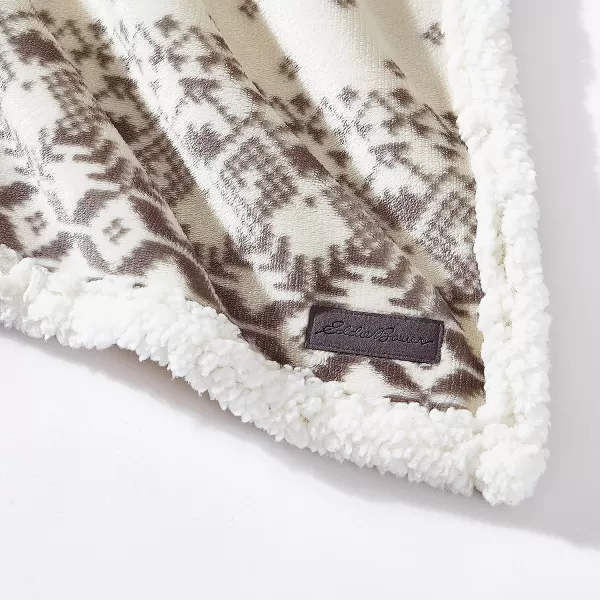 imageEddie Bauer Brushed Throw Blanket Reversible Sherpa amp Brushed Fleece Lightweight Home Decor for Bed or Couch Fair Isle MidnightFair Isle Peak GreyWhite