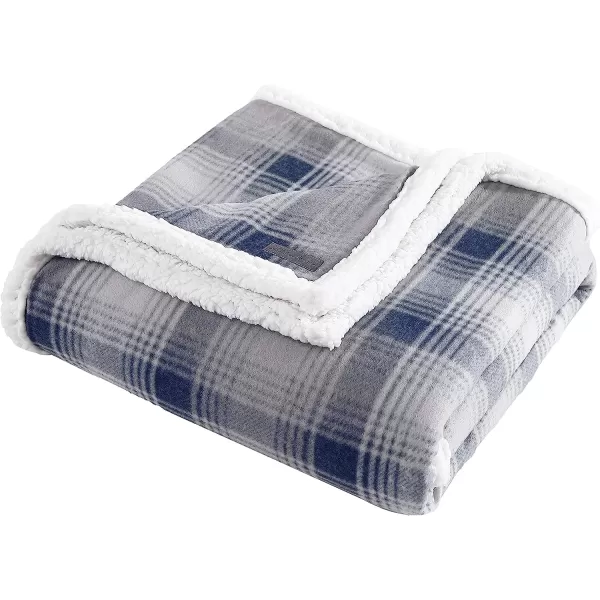 imageEddie Bauer Brushed Throw Blanket Reversible Sherpa amp Brushed Fleece Lightweight Home Decor for Bed or Couch Fair Isle MidnightNordic Midnight