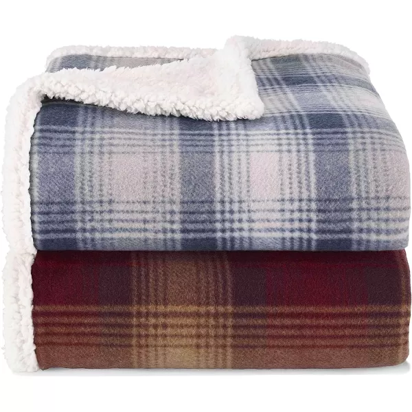 imageEddie Bauer Brushed Throw Blanket Reversible Sherpa amp Brushed Fleece Lightweight Home Decor for Bed or Couch Fair Isle MidnightNordic Midnight