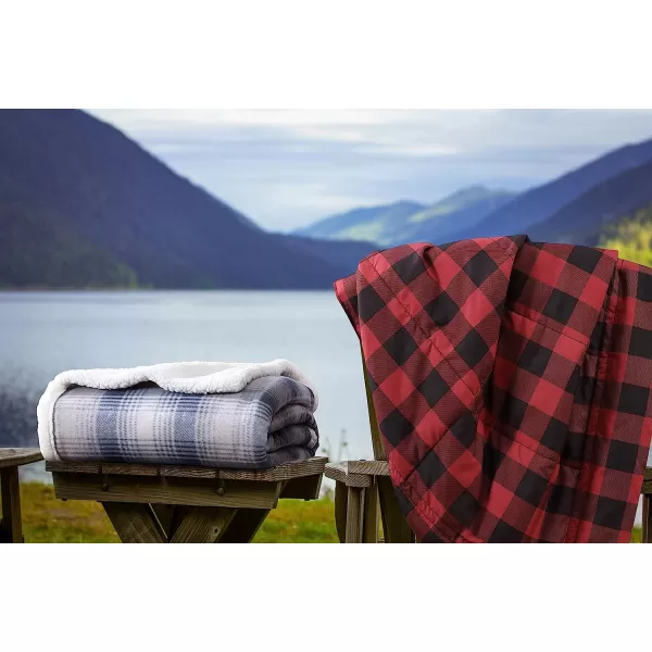 imageEddie Bauer Brushed Throw Blanket Reversible Sherpa amp Brushed Fleece Lightweight Home Decor for Bed or Couch Fair Isle MidnightNordic Midnight