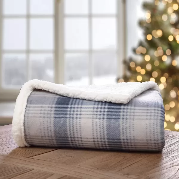 imageEddie Bauer Brushed Throw Blanket Reversible Sherpa amp Brushed Fleece Lightweight Home Decor for Bed or Couch Fair Isle MidnightNordic Midnight