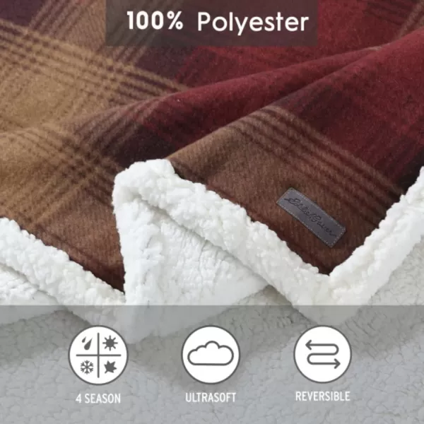 imageEddie Bauer Brushed Throw Blanket Reversible Sherpa amp Brushed Fleece Lightweight Home Decor for Bed or Couch Fair Isle MidnightNordic Raisin