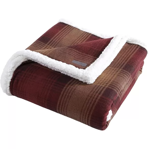 imageEddie Bauer Brushed Throw Blanket Reversible Sherpa amp Brushed Fleece Lightweight Home Decor for Bed or Couch Fair Isle MidnightNordic Raisin