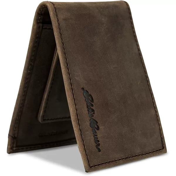imageEddie Bauer Embossed Sasquatch Leather Money Clip Bifold Wallet with RFID Protection  TanEddie Bauer Embossed Sasquatch Leather Money Clip Bifold Wallet with RFID Protection  Tan