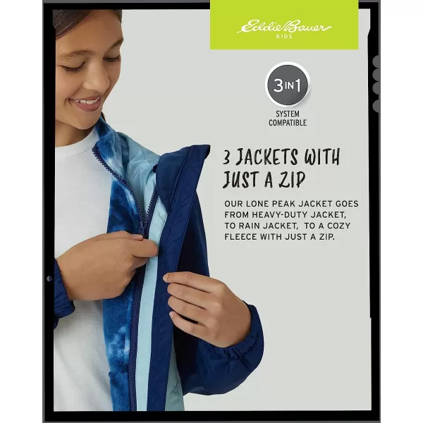 imageEddie Bauer Girls Rain Jacket  Lone Peak Waterproof 3 in 1 Insulated Windbreaker Coat with Removable Fleece Lining 520Dream Blue