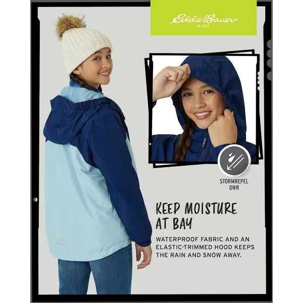 imageEddie Bauer Girls Rain Jacket  Lone Peak Waterproof 3 in 1 Insulated Windbreaker Coat with Removable Fleece Lining 520Dream Blue