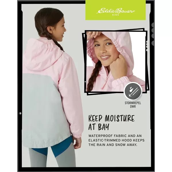 imageEddie Bauer Girls Rain Jacket  Lone Peak Waterproof 3 in 1 Insulated Windbreaker Coat with Removable Fleece Lining 520Soft Pink