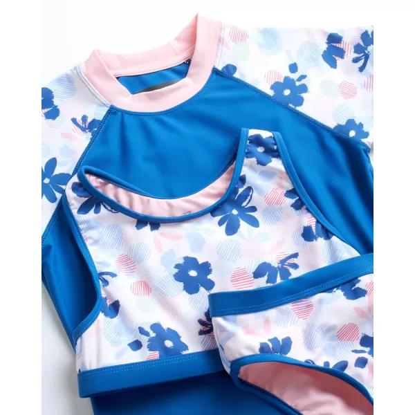 imageEddie Bauer Girls Rash Guard Set  3 Piece Swimsuit Set  UPF 50 Quick Dry Rash Guard Tankini Top and Bottom SXLShaded Blue