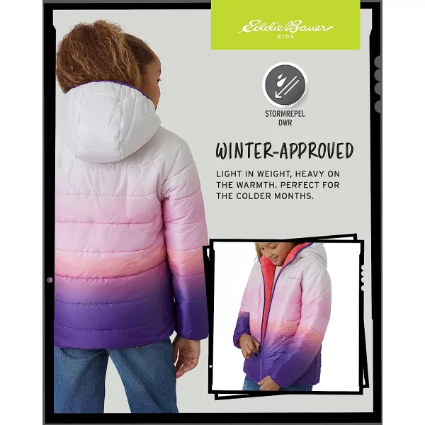 imageEddie Bauer Girls Reversible Jacket  Deer Harbor Waterproof Lightweight Puffer Coat with Faux Shearling Lining 520Blush