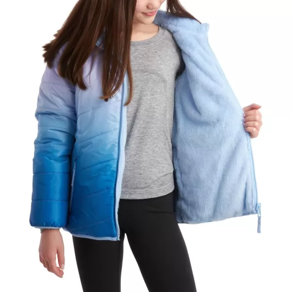 imageEddie Bauer Girls Reversible Jacket  Deer Harbor Waterproof Lightweight Puffer Coat with Faux Shearling Lining 520Lavender