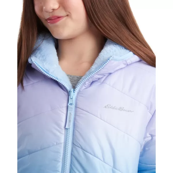 imageEddie Bauer Girls Reversible Jacket  Deer Harbor Waterproof Lightweight Puffer Coat with Faux Shearling Lining 520Lavender