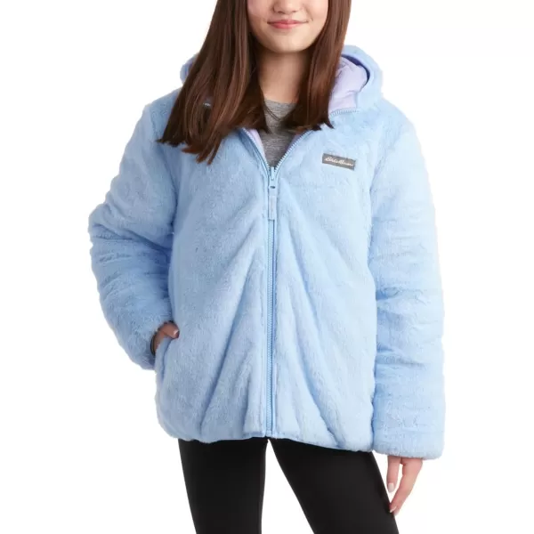 imageEddie Bauer Girls Reversible Jacket  Deer Harbor Waterproof Lightweight Puffer Coat with Faux Shearling Lining 520Lavender
