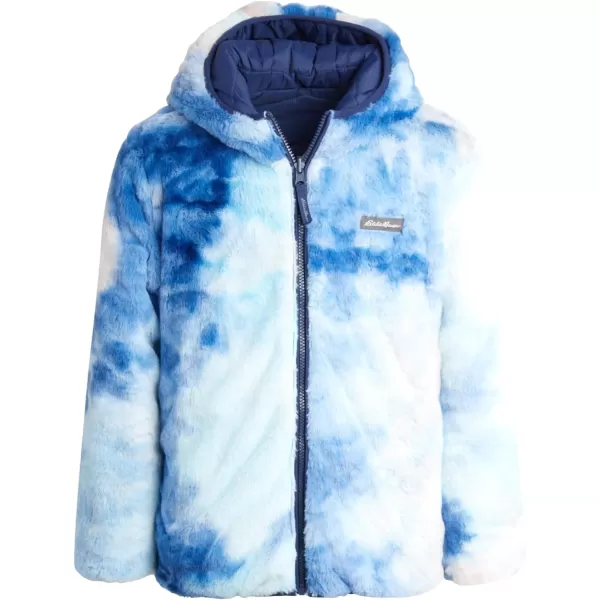 imageEddie Bauer Girls Reversible Jacket  Deer Harbor Waterproof Lightweight Puffer Coat with Faux Shearling Lining 520Navy Blue