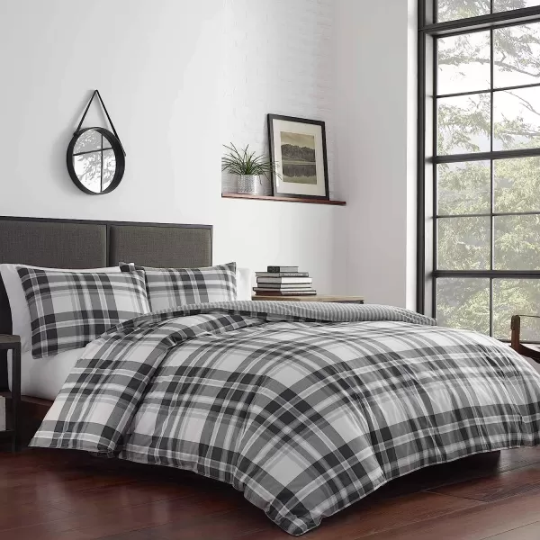 imageEddie Bauer Home  Coal Creek Collection  100 Cotton Soft amp Cozy Premium Quality Plaid Comforter with Matching Sham 2Piece Bedding Set Twin GreyGrey King