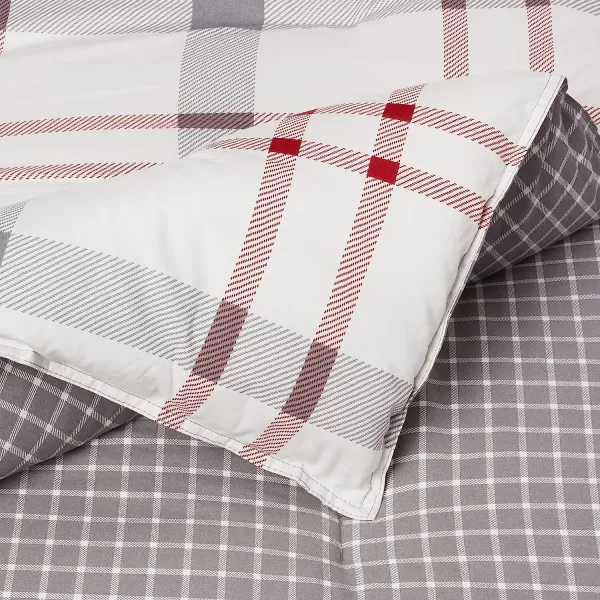 imageEddie Bauer Home  Portage Bay Collection  100 Cotton Soft amp Cozy Premium Quality Plaid Comforter with Matching Shams Twin GreyKing