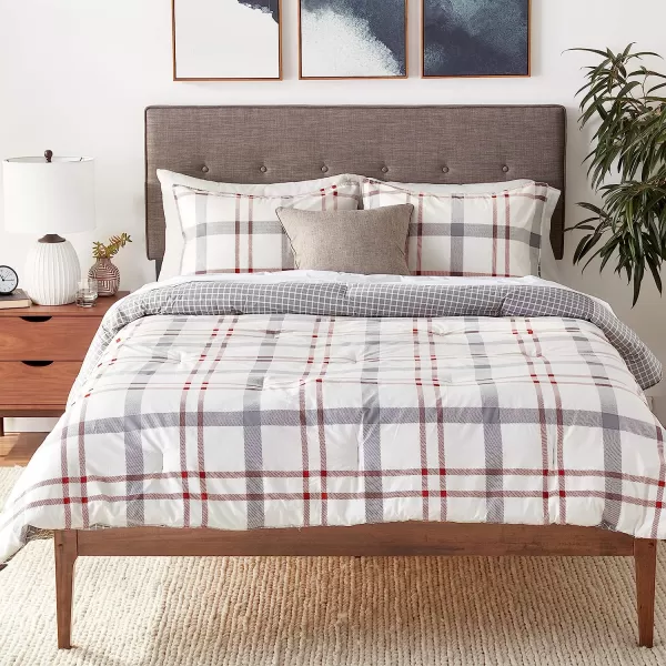 imageEddie Bauer Home  Portage Bay Collection  100 Cotton Soft amp Cozy Premium Quality Plaid Comforter with Matching Shams Twin GreyQueen