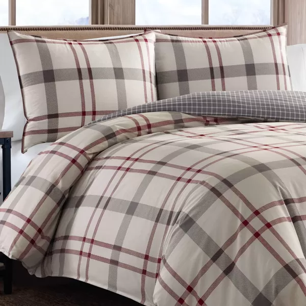 imageEddie Bauer Home  Portage Bay Collection  100 Cotton Soft amp Cozy Premium Quality Plaid Comforter with Matching Shams Twin GreyQueen