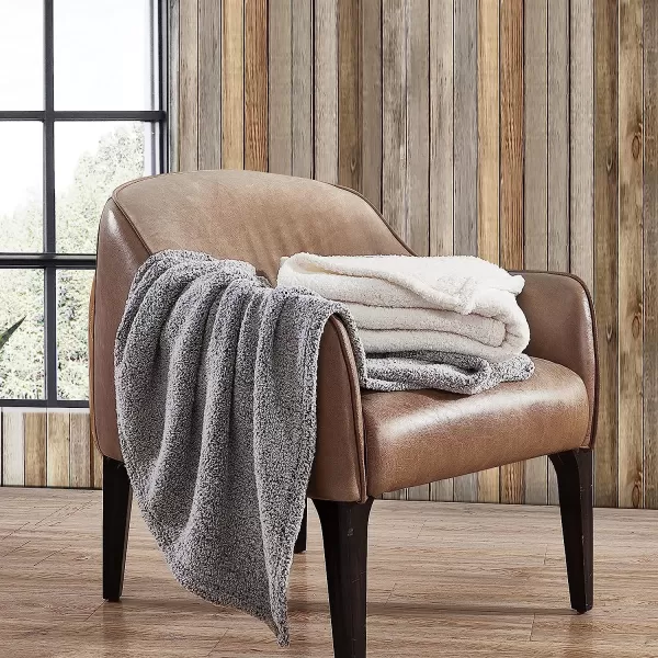 imageEddie Bauer Home  Sherpa Collection  Throw  Super Soft amp Cozy Mingled Sherpa Reversible Bedding Medium Weight amp Warm Prefect for Couch or Bed Charcoal50 x 60 Charcoal