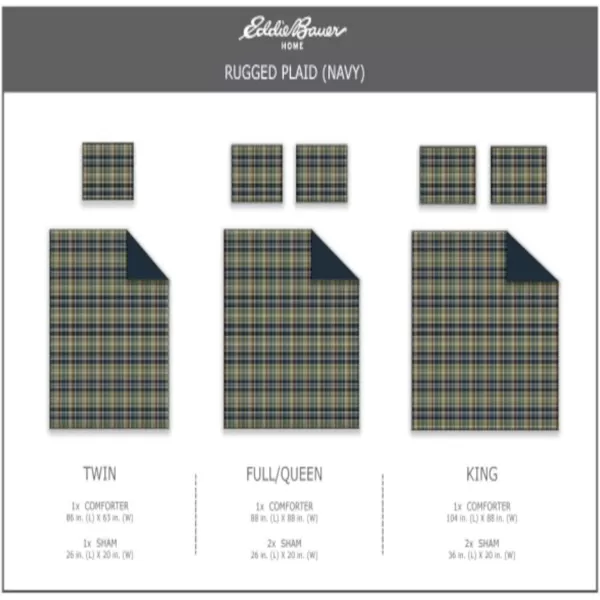 imageEddie Bauer Home Comforters Reversible Alt Down Bedding with Matching Sham Home Decor for Colder Months Twin Rugged NavyGreenRugged NavyGreen FullQueen
